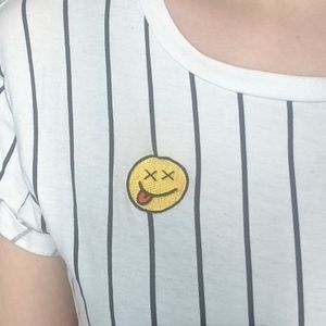 Striped Emoji Crop Top